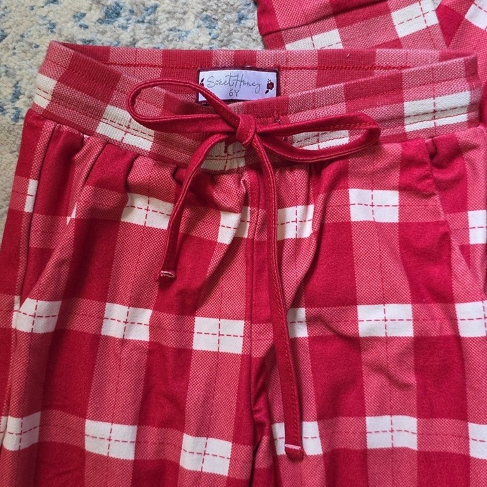 Sweet Honey Unisex Size 6 Red And White Plaid Long Sleeve Pajamas - Picture 3 of 3